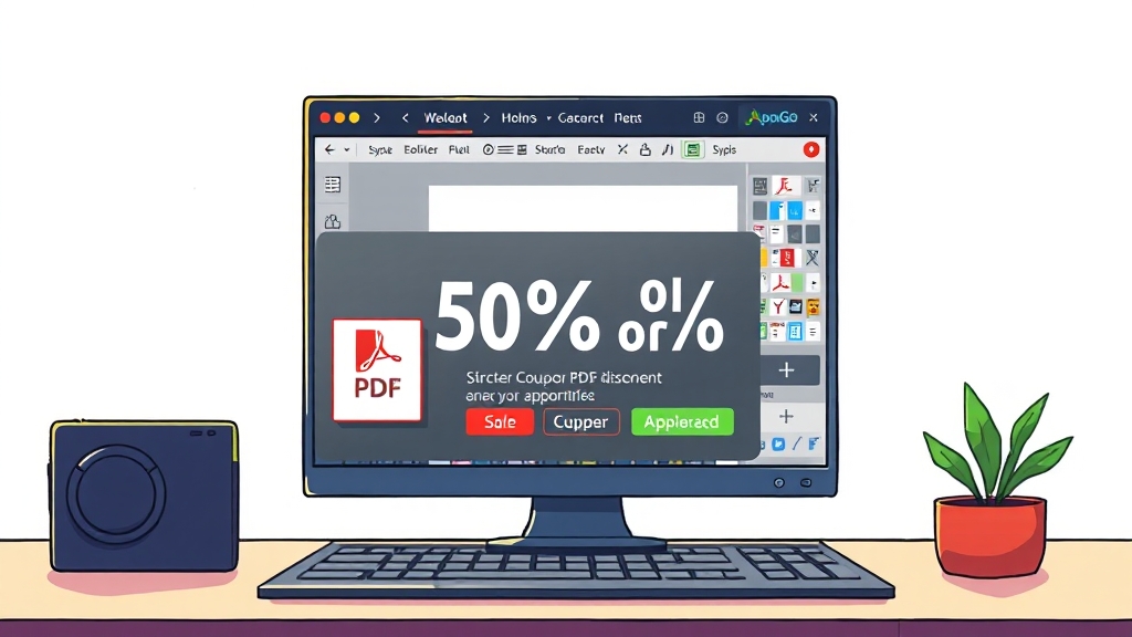 50% 할인 코드 적용 방법 (cartoon 스타일)