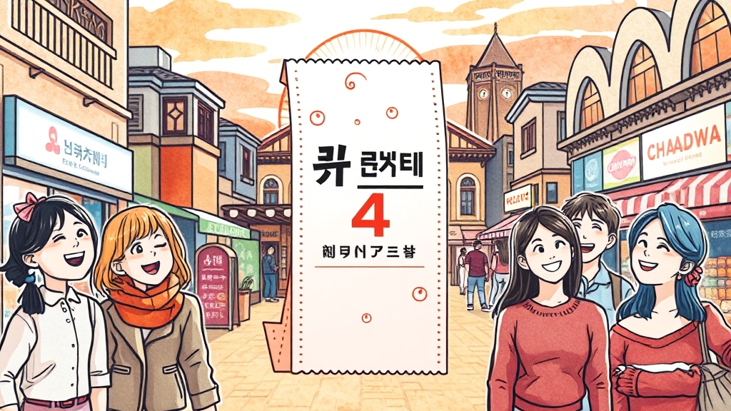 쿠폰 사용 가능 가맹점 및 조건 (cartoon 스타일)