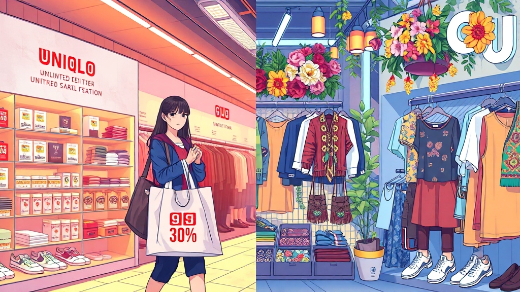 유니클로 vs GU 비교 (illustration 스타일)