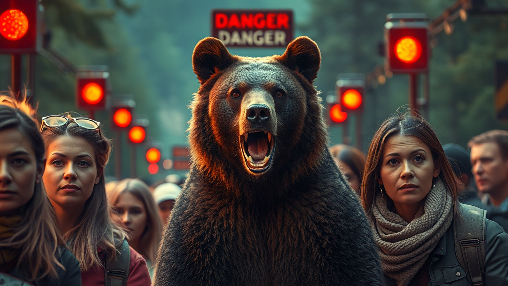 곰 출몰, 얼마나 심각할까? (realistic 스타일)
