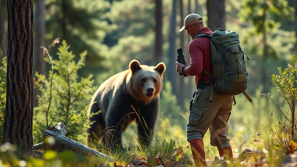 곰 마주쳤을 때 대처 요령 (realistic 스타일)