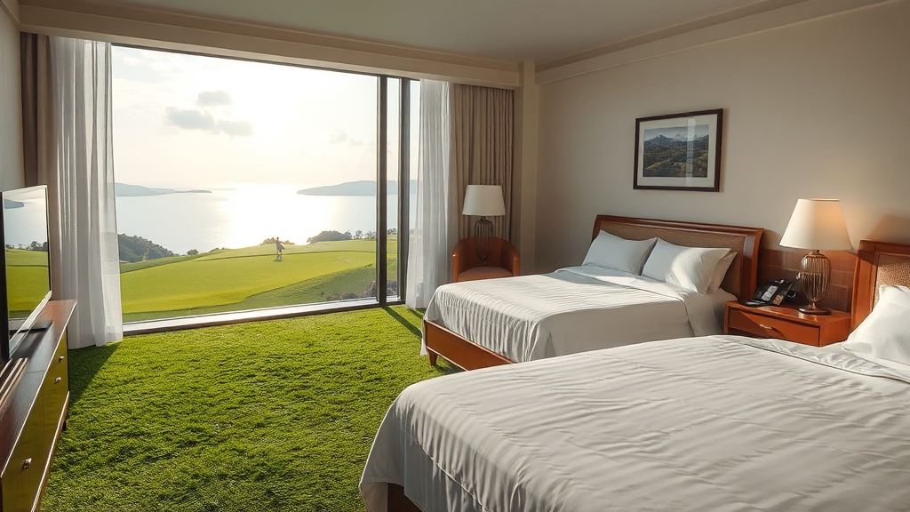 골프텔 및 숙박 정보 (realistic 스타일)