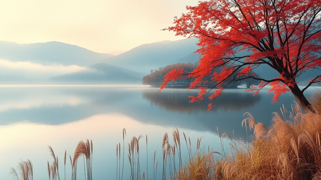 계절별 매력 포인트 (watercolor 스타일)