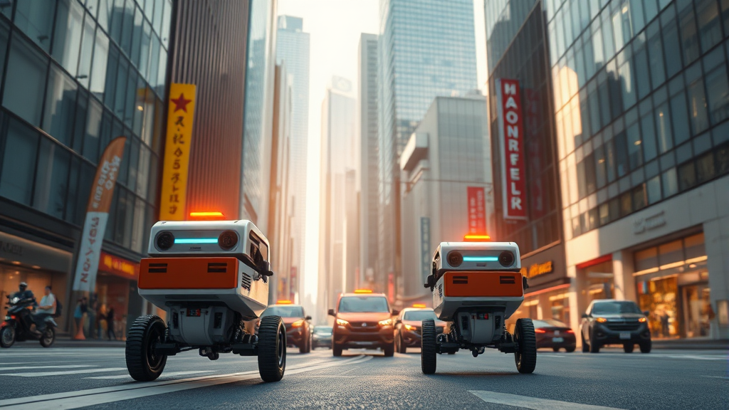 로봇 배달 시장 현황 (realistic 스타일)