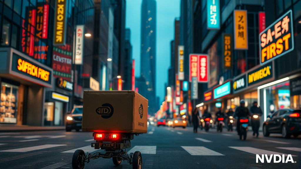 로봇 배달 장점과 과제 (realistic 스타일)