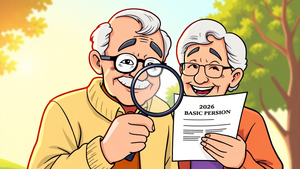 2026년 수급 자격 조건은? (cartoon 스타일)