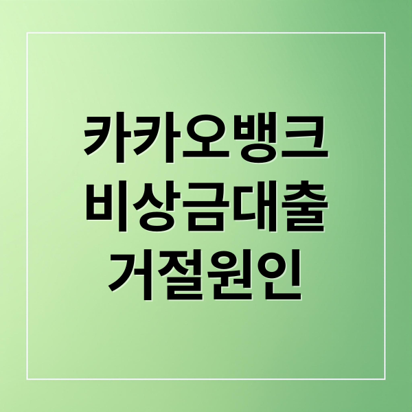 카카오뱅크 비상금대출 거절? 보증심사 부적합 원인 분석 & 해결 전략 4