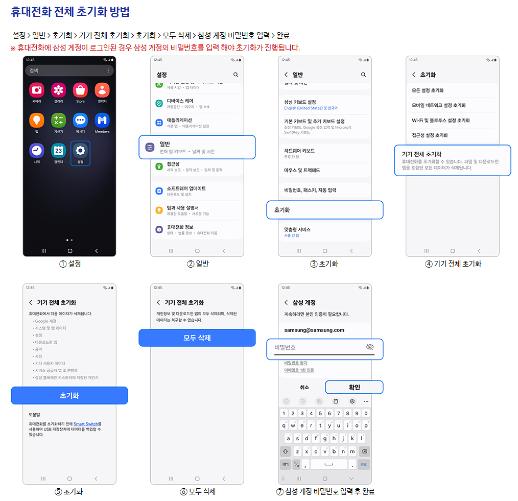 갤럭시 강제 초기화 방법 비밀번호 분실 공장포맷 (강제재부팅) 2
