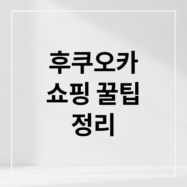 후쿠오카 쇼핑 가이드: 핫플레이스부터 면세점 활용법까지 1