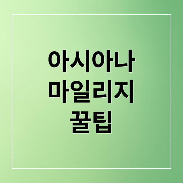아시아나 마일리지 완벽 활용 가이드: 적립부터 사용까지 모든 비법 2