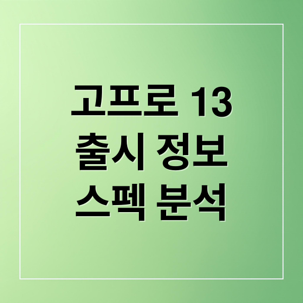 고프로 13: 출시, 예약, 스펙 완벽 분석 가이드 1